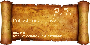 Petschinger Teó névjegykártya